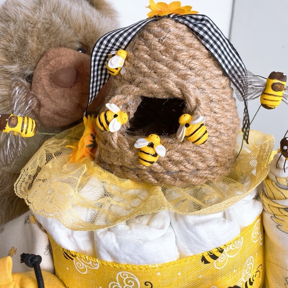 Handmade | Accessories | Honey Teddy Bear Diaper Diaper Cake Bee Themed ...